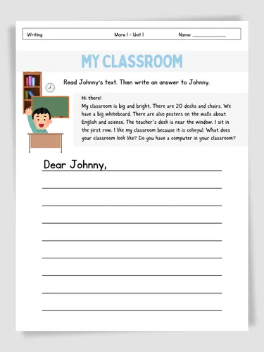 My Classroom - Writing Task – Unterrichtsmaterial im Fach Englisch