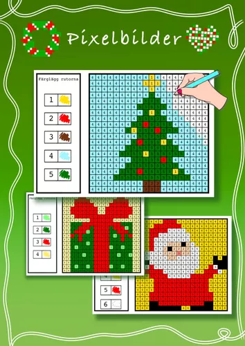 Pixelbilder med jultema – material i ämnet