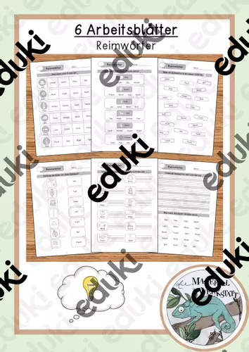 6 Arbeitsblätter - Reimwörter – Unterrichtsmaterial im Fach Deutsch