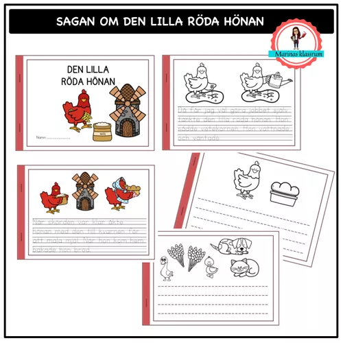 Den lilla röda hönan - gör en egen sagobok – material i ämnet Svenska