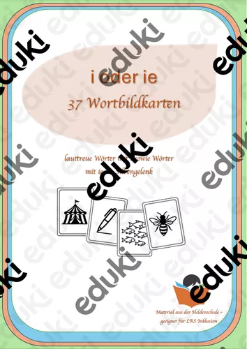 Wortbildkarten - Wörter mit i oder ie – Unterrichtsmaterial im Fach Deutsch