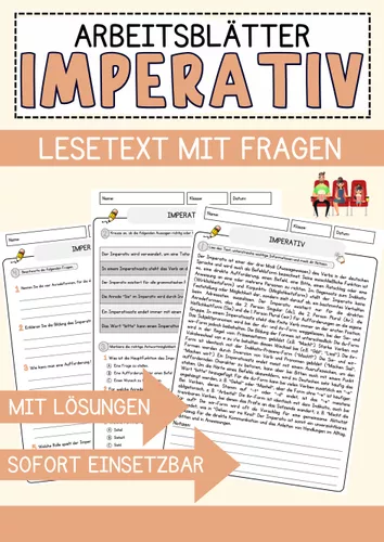 Imperativ Arbeitsblätter mit Fragen + Lösungen Deutsch DaZ AB ...