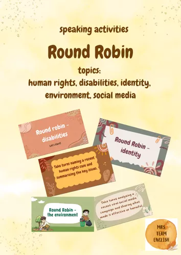 round robin activity, warm-up, topics: environment, social media ...