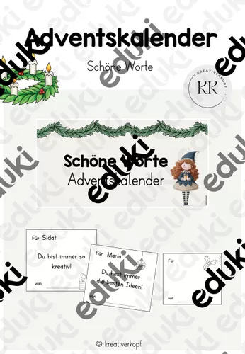 Schöne Worte/Komplimente - Adventskalender – Unterrichtsmaterial im ...
