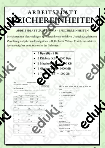 Speichereinheiten umrechnen (Bit, Byte, KB, MB, GB, TB ...