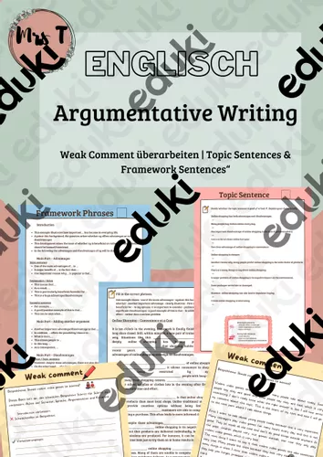 Argumentative/Comment Writing - Topic Sentences/Framework Sentences ...