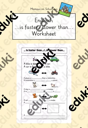 Comparisons: ...is faster/slower than... – Unterrichtsmaterial im Fach ...