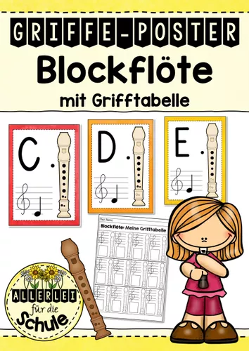 Blockflöte - Griffe-Poster und Grifftabelle zum Ausfüllen ...
