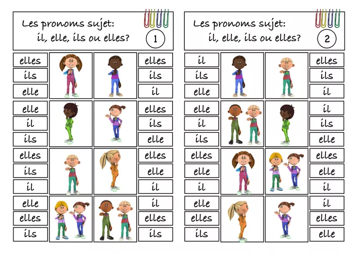 Klammerkarten pronoms sujets - die Französischen Personalpronomen: il ...