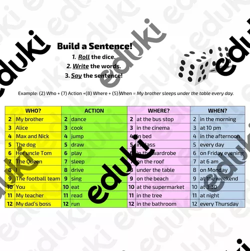 Roll and build silly sentences – Unterrichtsmaterial im Fach Englisch
