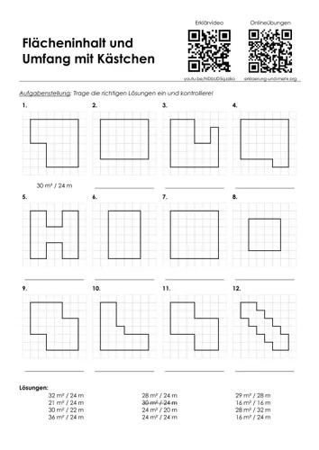 Umfang und Flächeninhalt von Rechteck / Quadrat - Arbeitsblätter ...