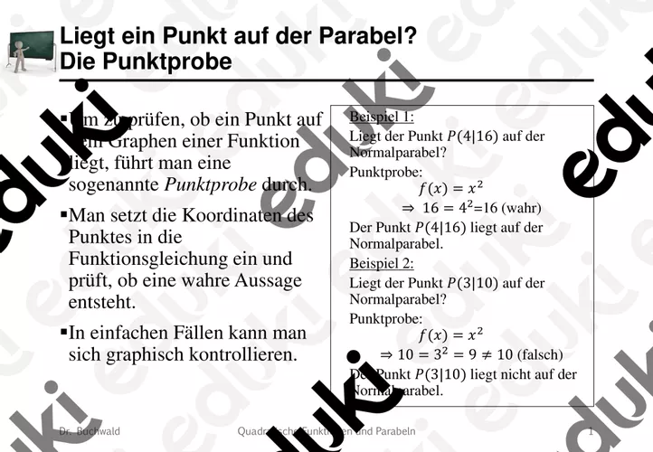 Punktprobe Parabeln - Punktprobe (Mathematik) – Unterrichtsmaterial im Fach Mathematik
