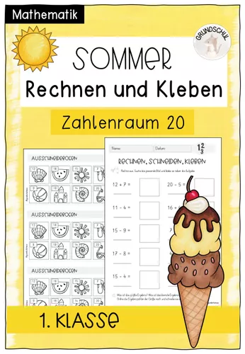 Rechnen Schneiden Kleben Zahlenraum 20 Sommer rechnen-schneiden-kleben-zahlenraum-20-sommer