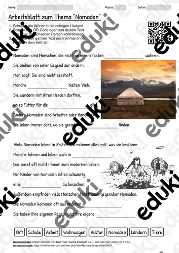 Nomadic Worksheet Arbeitsblatt