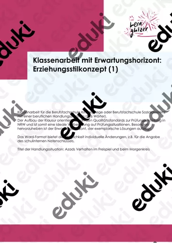 Materialpaket Klausuren mit Erwartungshorizont: Erziehungsstilforschung ...