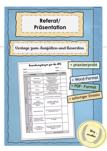 Referate und Präsentationen - Bewertung, Rückmeldung durch Kriterien ...