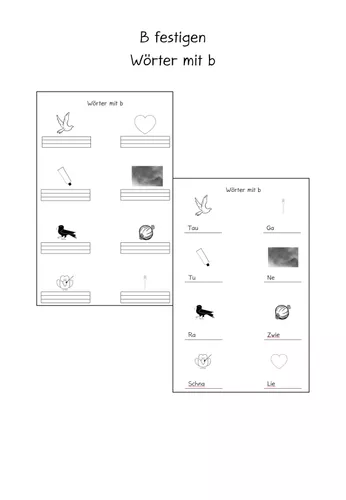 D: b festigen, Wörter mit b – Unterrichtsmaterial im Fach Deutsch