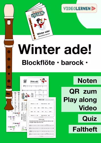 Winter ade für Blockflöte barock Noten Text Faltheft Puzzle ...