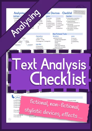Checklist für Text Analysis – Unterrichtsmaterial im Fach Englisch