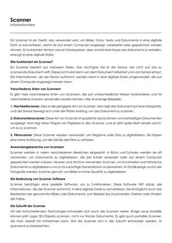 scanner infotext und ubungen Die Scanner Unterrichtsmaterial
Scanner Infotext und Übungen – Unterrichtsmaterial im Fach Informatik