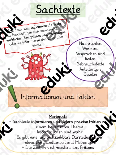Authentische Textsorte Merkplakat zur Textsorte Sachtexte – Unterrichtsmaterial im Fach Deutsch