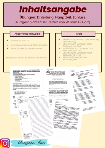 Inhaltsangabe üben - Einleitung, Hauptteil, Schluss ...