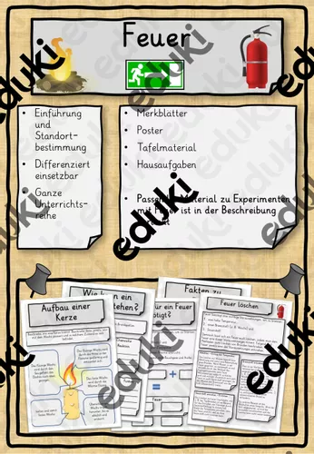 Arbeitsheft Feuer, Verbrennung, Flamme, Löschen Klasse 2, 3, 4 ...