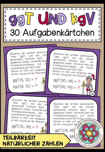 GgT UND KgV 30 Aufgabenk rtchen Unterrichtsmaterial Im Fach Mathematik ggt-und-kgv-30-aufgabenk-rtchen-unterrichtsmaterial-im-fach-mathematik