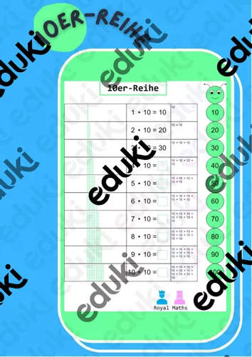Einmaleins und Geteilt: 10er-Reihe Übungen plus ein Test ...