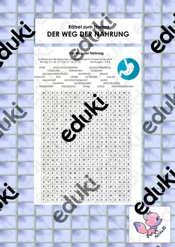 Der Weg der Nahrung - Rätsel – Unterrichtsmaterial im Fach Biologie