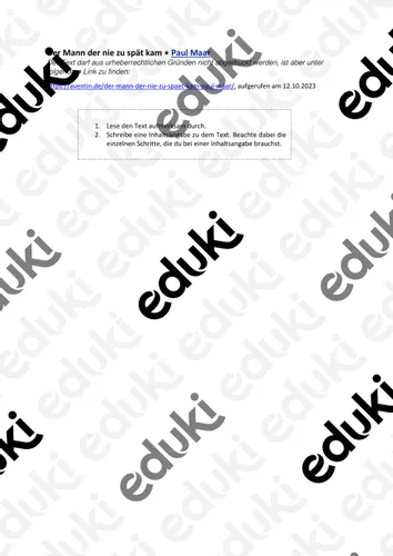 Übung Inhaltsangabe Text