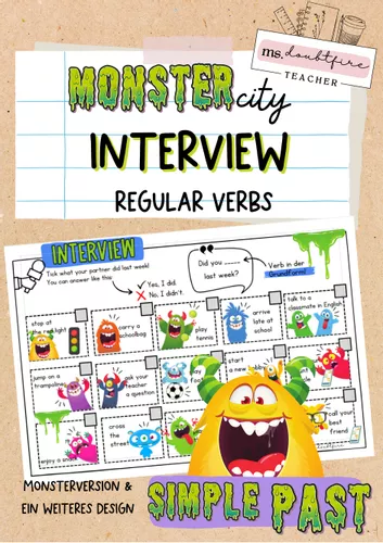 Simple Past: monster Interview Arbeitsblatt – Unterrichtsmaterial im ...