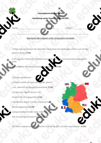 Leistungskontrolle Entstehung zweier Staaten - BRD und DDR ...