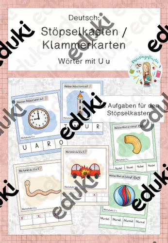 Stöpselkasten/Klammerkarten - Wörter mit U u – Unterrichtsmaterial im ...