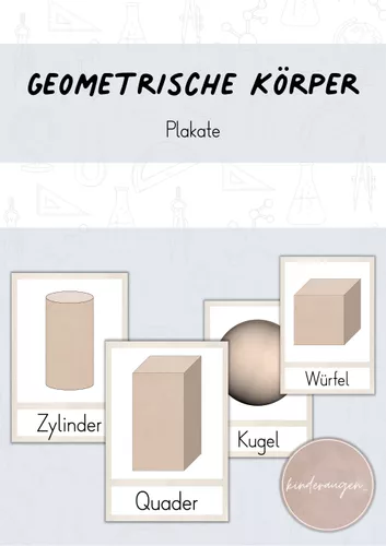 Geometrische Körper: Plakate (Würfel, Quader, Kugel, Zylinder ...