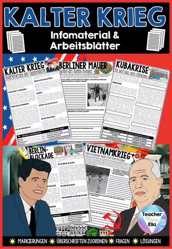 Kalter Krieg Infomaterial & Arbeitsblätter - Berliner Mauer - Kubakrise - Berlin-Blockade ...
