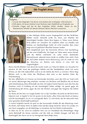 Verschiedene Propheten und Steckbriefe - Amos, Jesaja, Jeremia, Elija ...