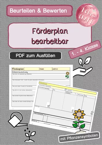 Förderplan - Vorlage zum Ausfüllen - Klassenleitung, Elternarbeit ...