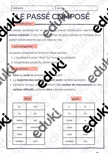 Compose Def Passé composé Definition zur konjunktion in Französisch ...