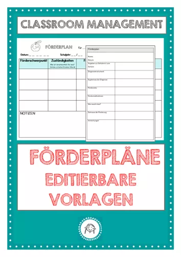 Förderplan Vorlage zum Bearbeiten – Unterrichtsmaterial im Fach ...
