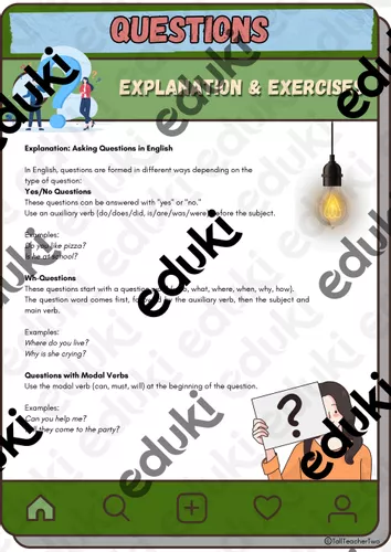 Questions Explanation & Exercises – Unterrichtsmaterial im Fach Englisch