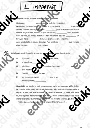 Übungen imparfait – Unterrichtsmaterial im Fach Französisch