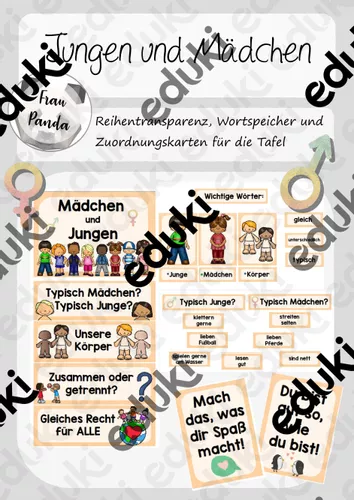 Jungen und Mädchen - Reihentransparenz und Tafelmaterial ...