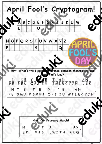 April Cryptogram Solve a Puzzle - April Fool’s Cryptograms / Löse es, wenn du kannst ...
