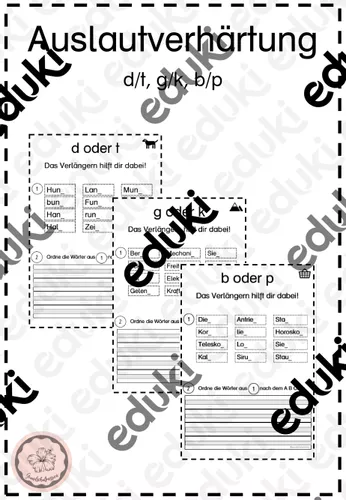 Arbeitsblätter zur Auslautverhärtung Druckschrift – Unterrichtsmaterial ...