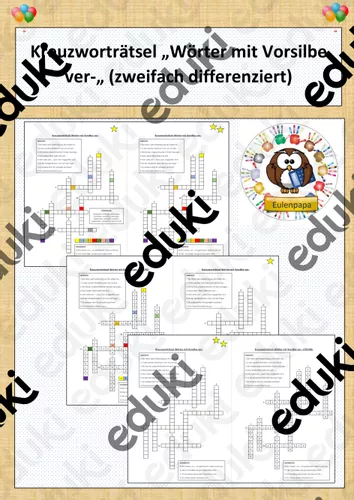Kreuzworträtsel Wörter mit Vorsilbe ver (zweifach differenziert ...