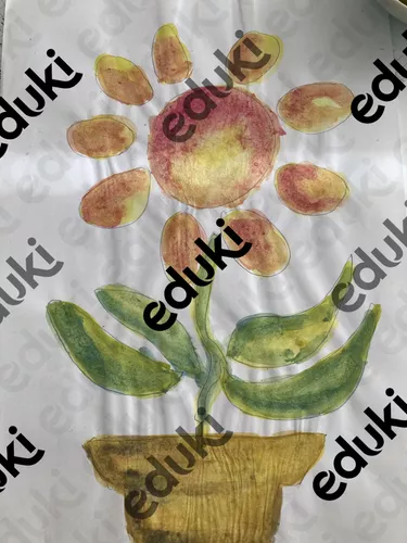 Sonnenblumen-Ausmalbild (Wasserfarben) – Unterrichtsmaterial im Fach Kunst