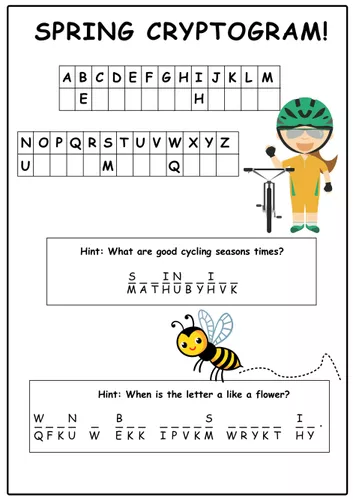 Cryptogram Activity Spring SPRING CRYPTOGRAM PUZZLES FOR KIDS / ROMPECABEZAS DE CRIPTOGRAMA ...