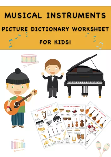 Musical Instruments Picture Dictionary Worksheet For Kids / Diccionario ...