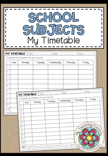 SCHOOL SUBJECTS - My Timetable (2 versions) - material de la siguiente ...